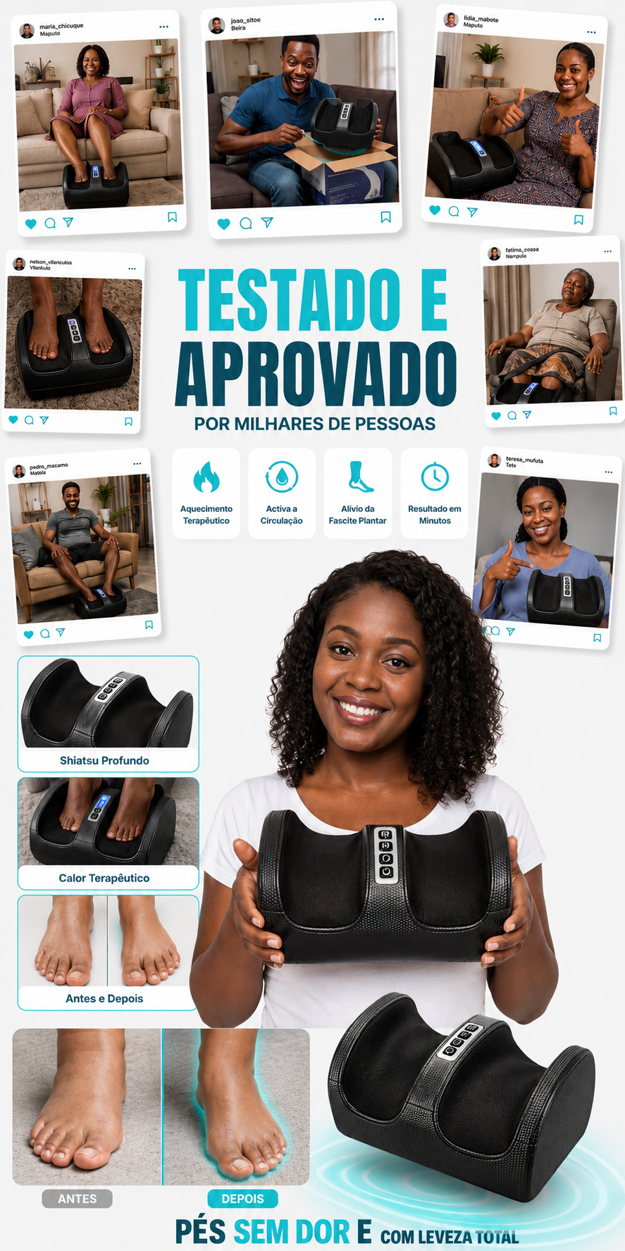 🦶 FootRelax™ - Massageador com Aquecimento para Pés Cansados e Dores