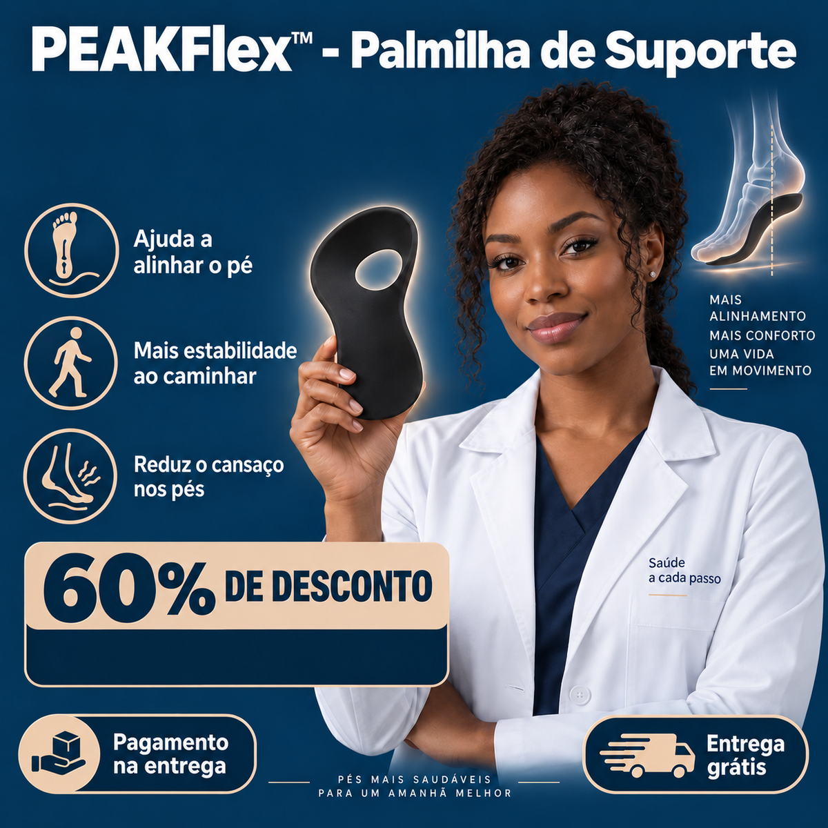 PEAKFlex™ – Palmilha de Suporte para Corrigir o Pé + 60% DE DESCONTO HOJE! 🔥