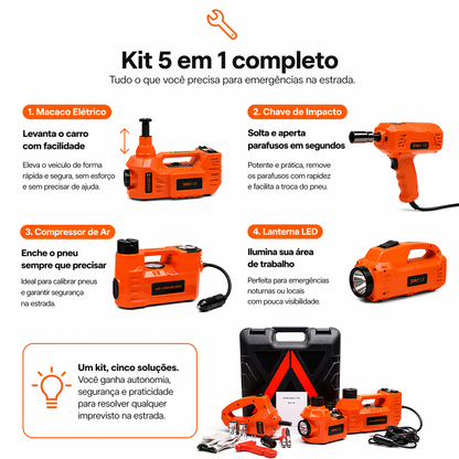 SafeDrive™ - Kit Completo Automotivo para Trocar Pneu + Compressor Elétrico 🔥