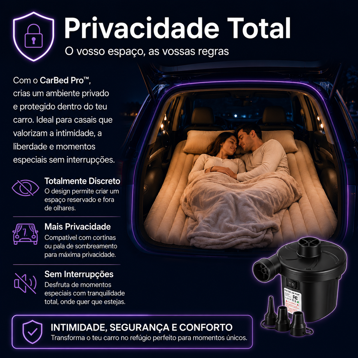 🛏️ CarBed Pro™ - Cama Inflável para carro + Bomba Eletrica de Brinde🔥