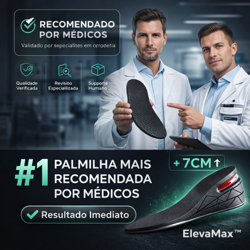 ElevaMax™ – Palmilha aumenta Altura+ Confiante e Atraente