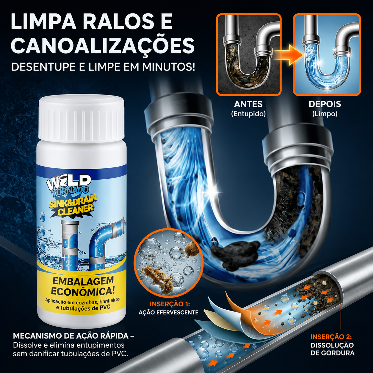 🌪️ Wild Tornado™ Desentope Canos + Pague 1 e Leve 2! SOMENTE HOJE 🔥
