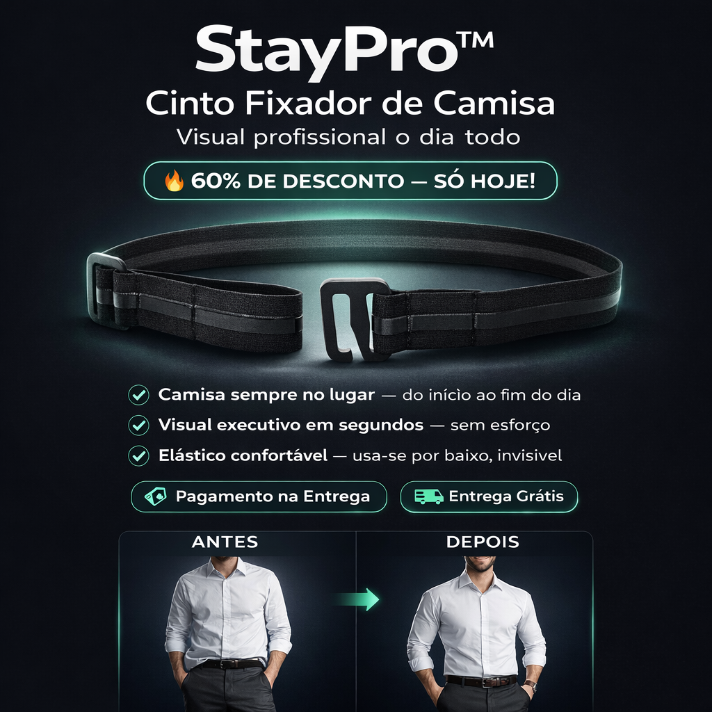 StayPro™ - Cinto Fixador de Camisa, Visual profissional o dia todo