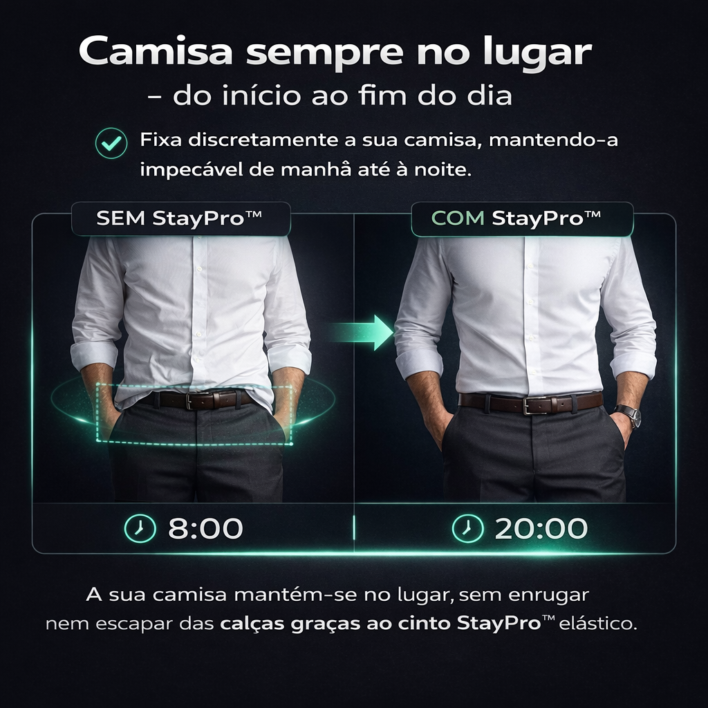 StayPro™ - Cinto Fixador de Camisa, Visual profissional o dia todo