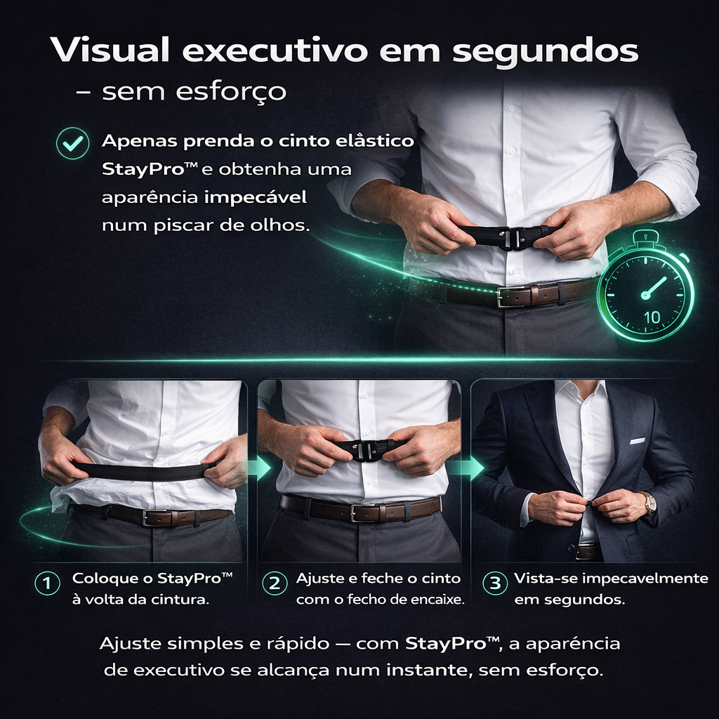 StayPro™ - Cinto Fixador de Camisa, Visual profissional o dia todo