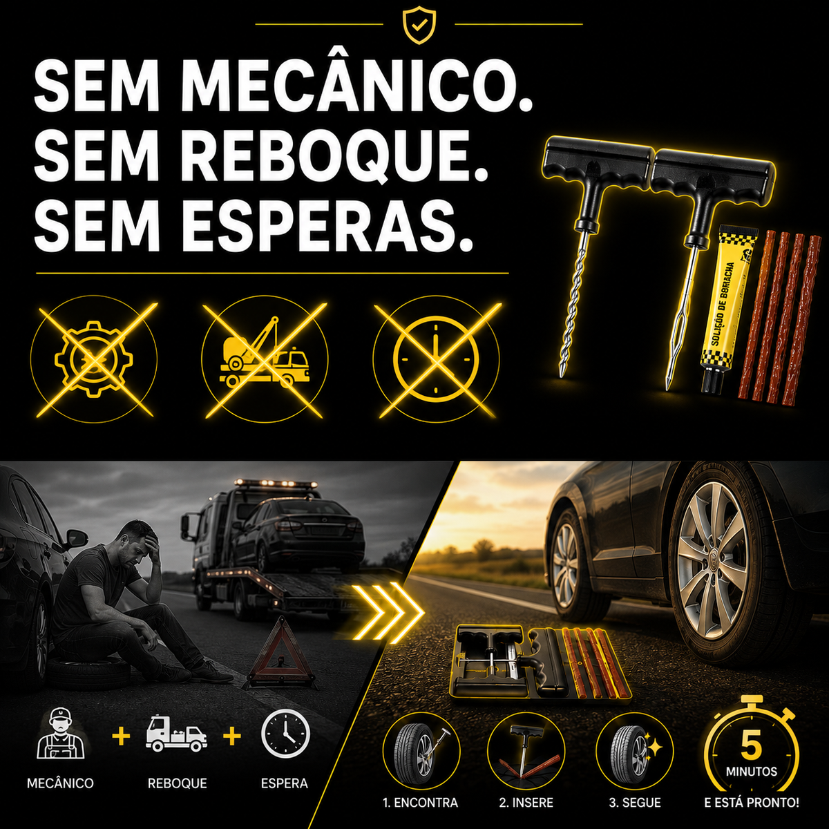 ZeroFuro™ – Kit Profissional de Reparação de Pneus 🔥 +60% DE DESCONTO SÓ HOJE!