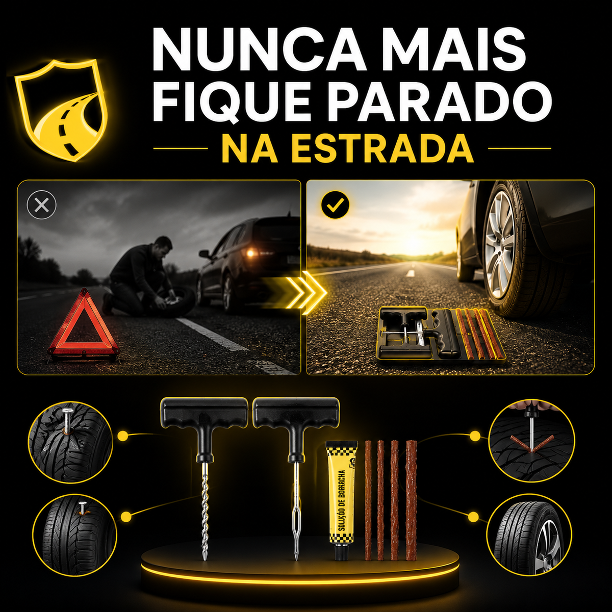 ZeroFuro™ – Kit Profissional de Reparação de Pneus 🔥 +60% DE DESCONTO SÓ HOJE!