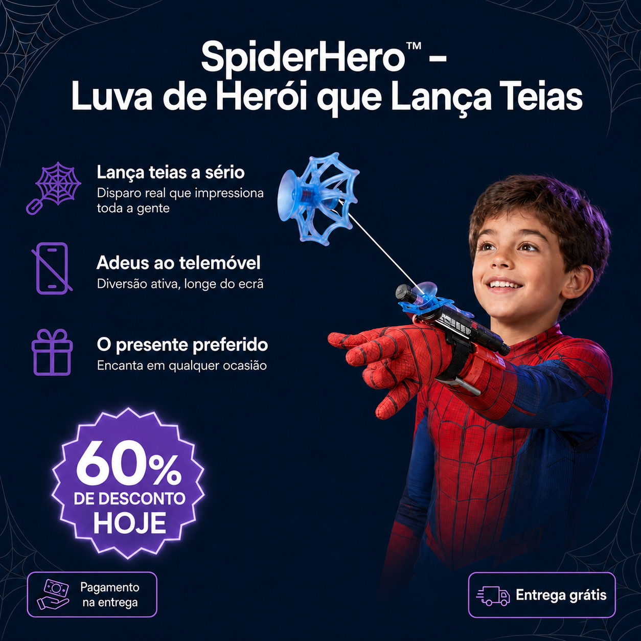 SpiderHero™ – Luva de Herói que Lança Teias