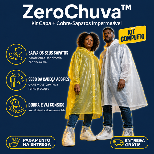 ZeroChuvaKit™- Capa + CobreSapato Impermeável. 60% DE DESCONTO SOMENTE HOJE! 🔥