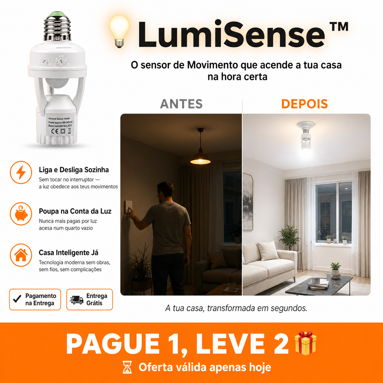 💡 LumiSense™– O sensor de Movimento que acende sua casa na hora certa