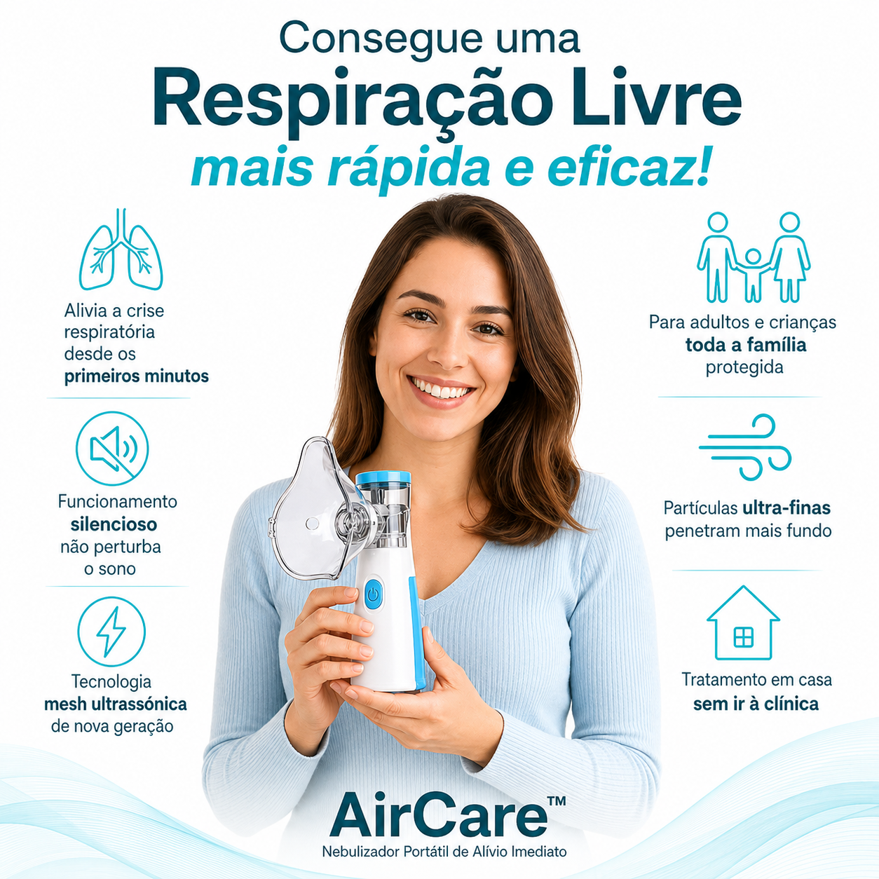 AirCare™ - Nebulizador Portátil de Alívio Imediato