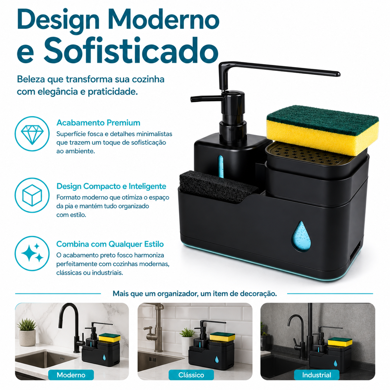 ✨ LavChic™ - Dispenser de Detergente 3 em 1 Moderno