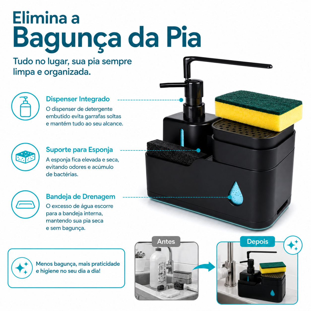 ✨ LavChic™ - Dispenser de Detergente 3 em 1 Moderno