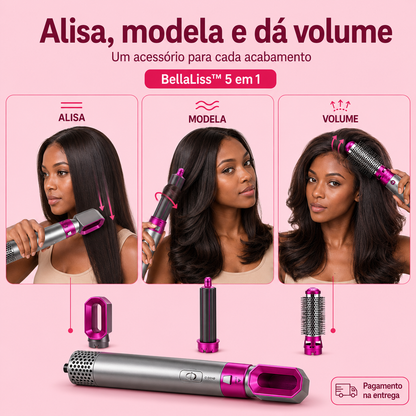 BellaLiss™ - Escova Secadora 5 em 1 que Alisa, Modela e Dá Vida o Cabelo