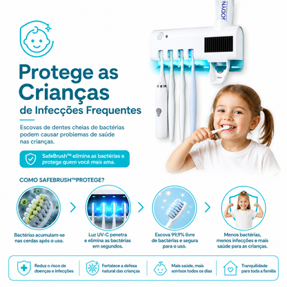 SafeBrush™  Esterilizador Inteligente que Elimina as Bactérias