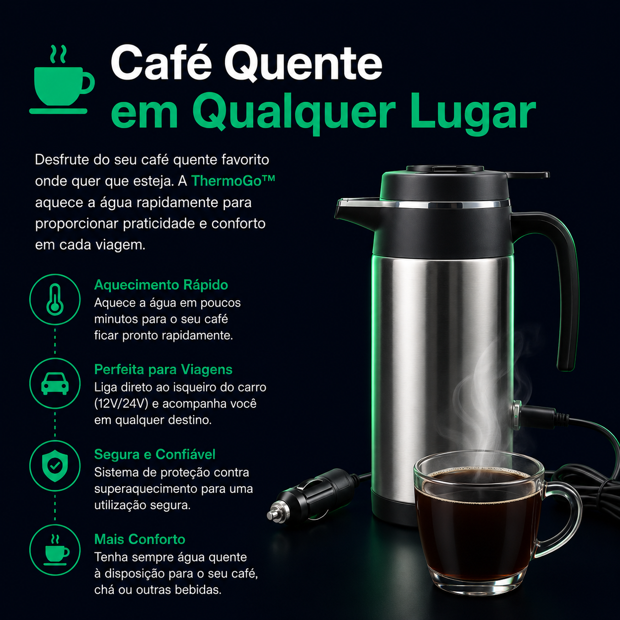 ThermoGo™ - Chaleira Elétrica para Carro