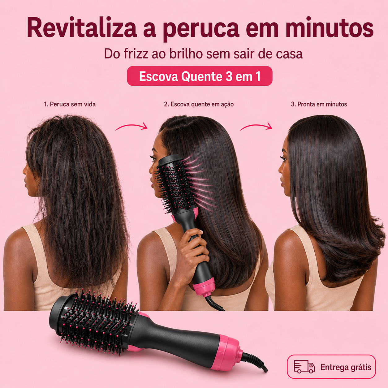 BellaLiss™ KIT Completo de Escova+Pente quente+ Secador para Cabelo