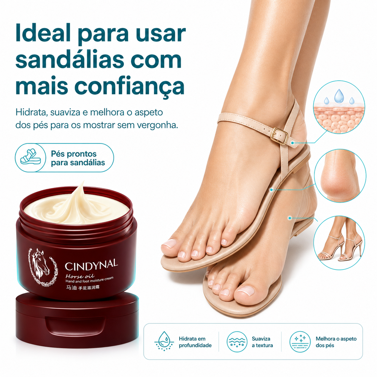 Cindynal™ - Creme Hidratante Intensivo para Pés Secos e Calcanhares Rachados