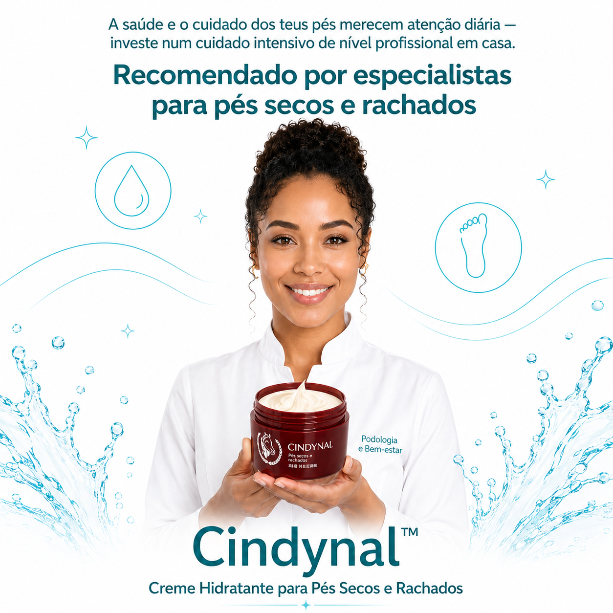Cindynal™ - Creme Hidratante Intensivo para Pés Secos e Calcanhares Rachados
