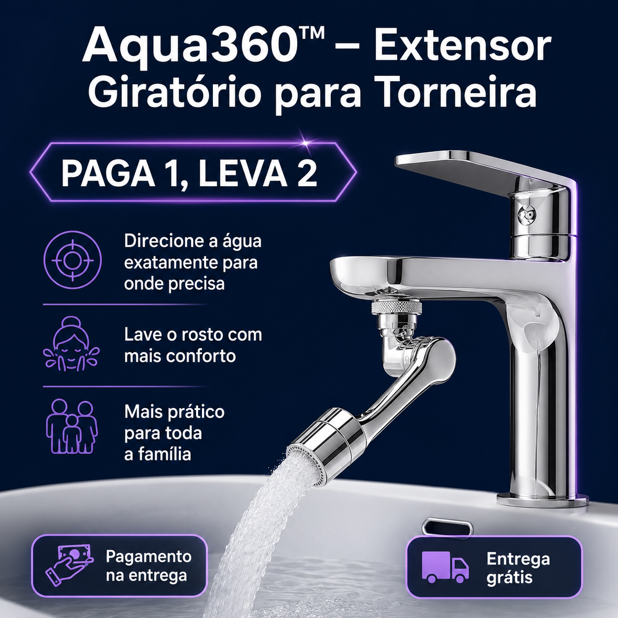 Aqua360™ – Extensor Giratório para Torneira