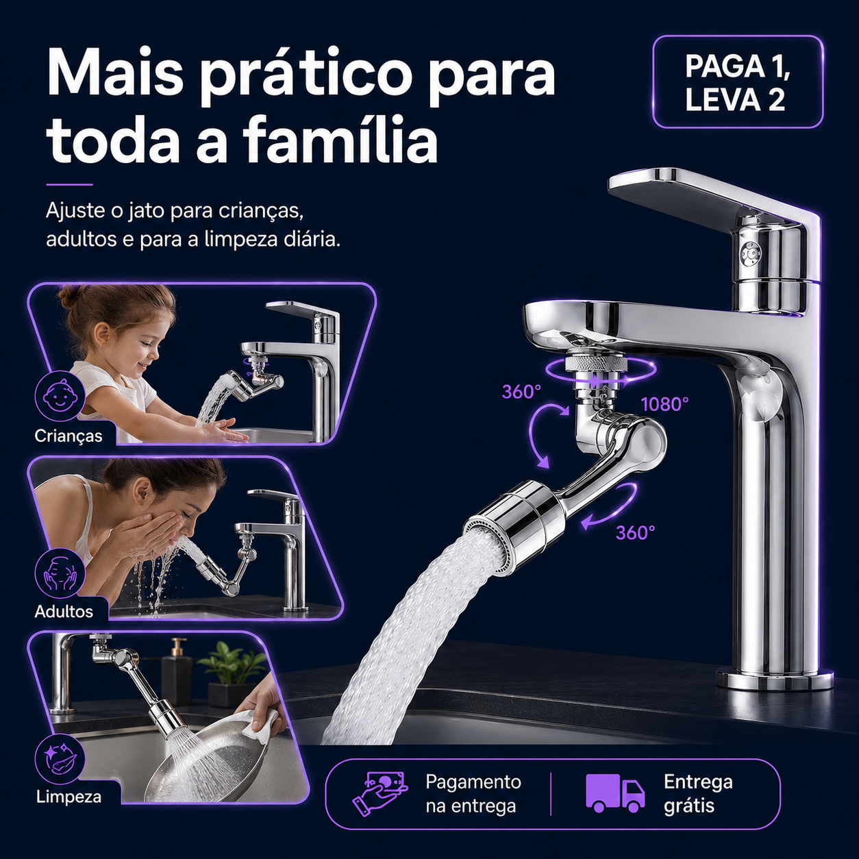 Aqua360™ – Extensor Giratório para Torneira